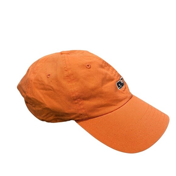 Vineyard Vines Orange Cotton Baseball Cap With Whale Logo & Adjustable Strap - Picture 3 of 7